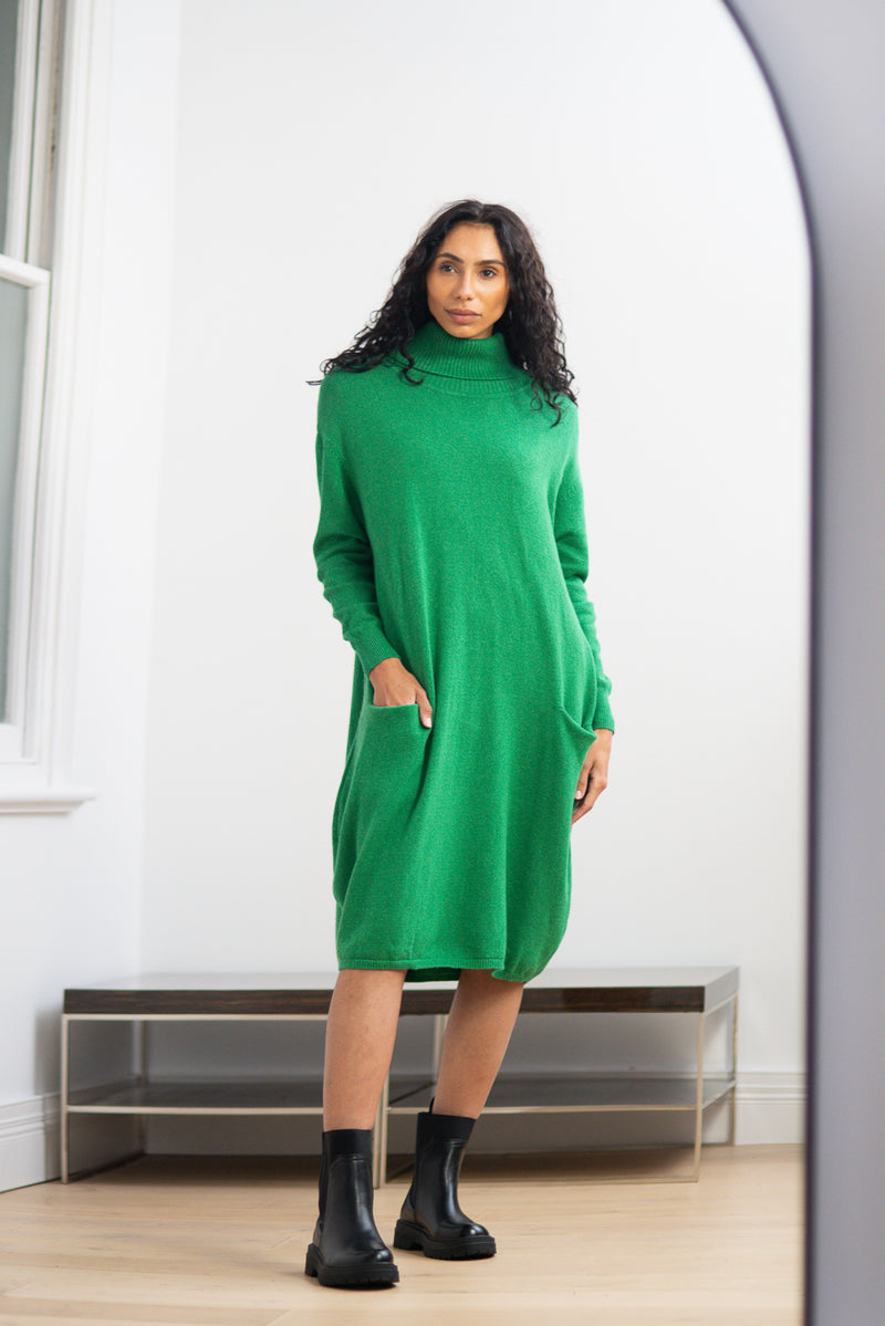 Roll Neck Front Pockets Knitted Tunic ...